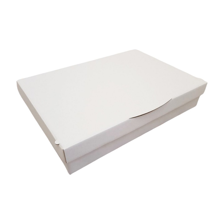 Set 25 bucati cutii ambalare toruri sau prajituri 45x35x12 cm, carton tip microondulat 400 g/mp, alb