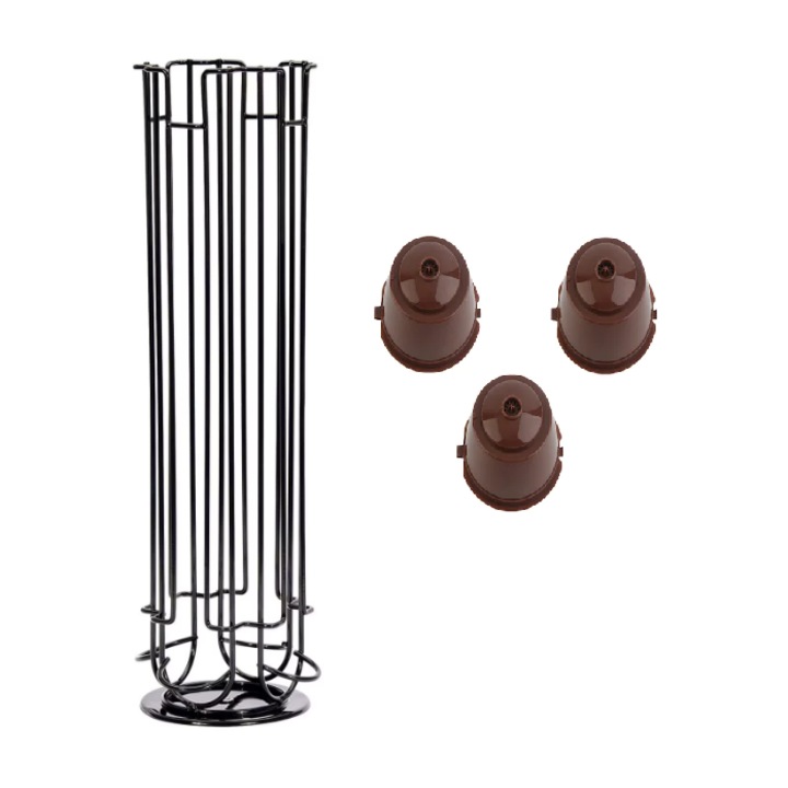 Suport negru 32 capsule Dolce Gusto + 3 capsule Dolce Gusto