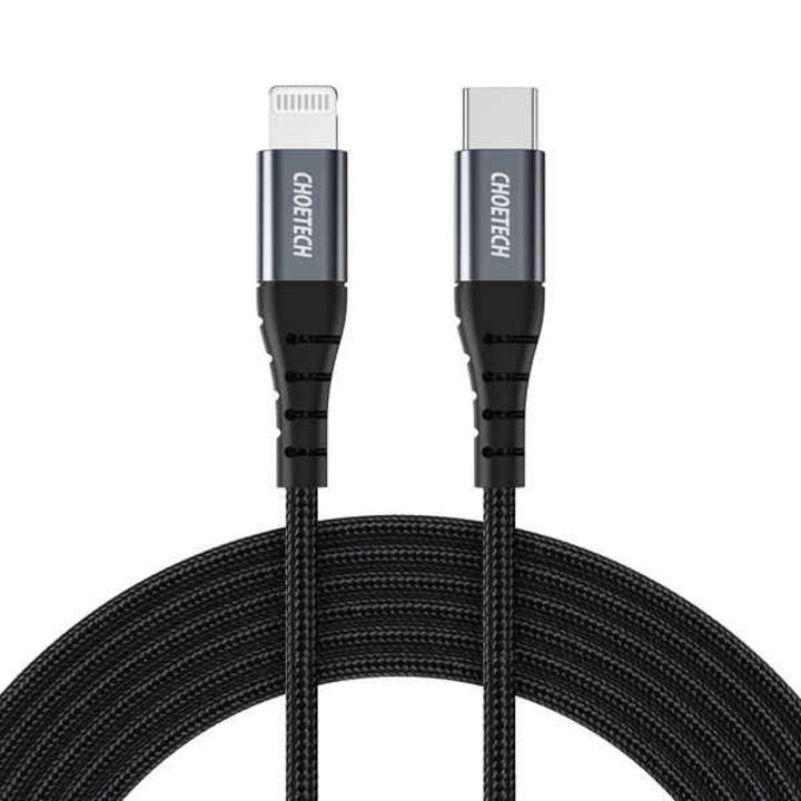 Töltő- és adatkábel USB-C / Lightning 3A Choetch 3M fekete