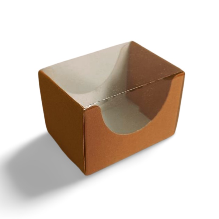 Set 50 bucati cutii ambalare macarons 7x5x5 cm, carton tip duplex Grafopack 300 g/mp, natur