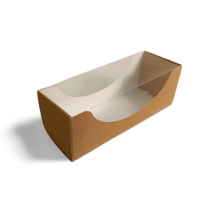 Set 50 bucati cutii ambalare macarons 14x5x5 cm, carton tip Grafopack 300 g/mp, natur