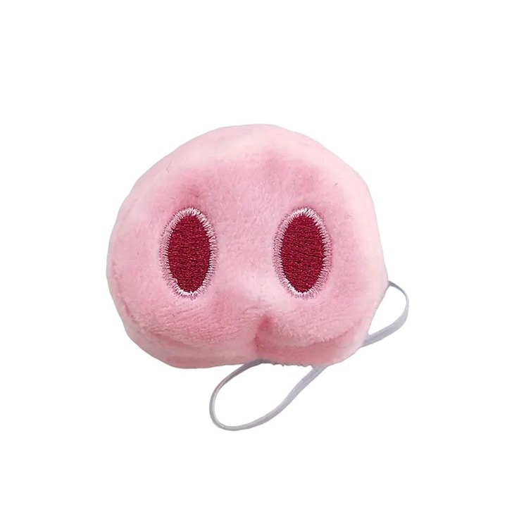 Nas de porc, culoare roz, material textil, cu elastic la spate