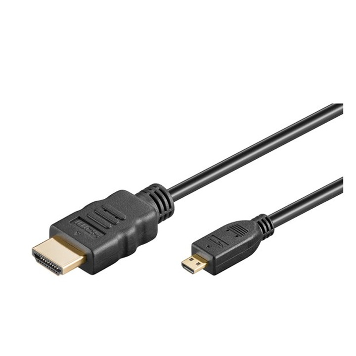 Cablu v2.0 Micro HDMI - HDMI 1m HIGH SPEED 4K Ultra HD 60Hz cu Ethernet 53781 Goobay