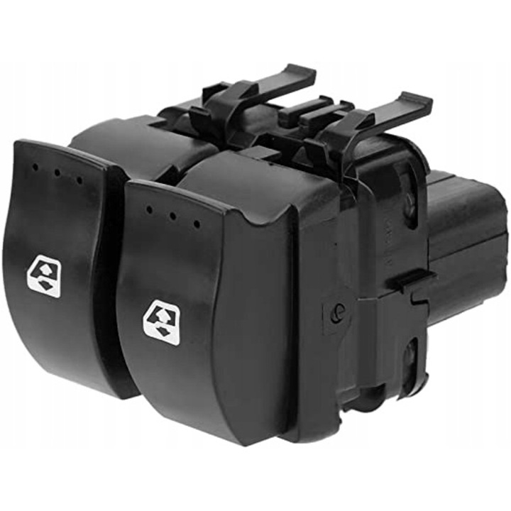 Dupla ablakemelő kapcsológomb, Kompatibilis a Renault Clio II 1998-2006 modellekkel, Műanyag, Fekete