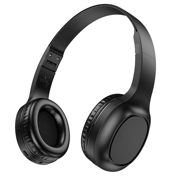 Casti Hoco W46 Wireless, Over Ear, BT 5.3, 200h StandBy, Charm, BLACK