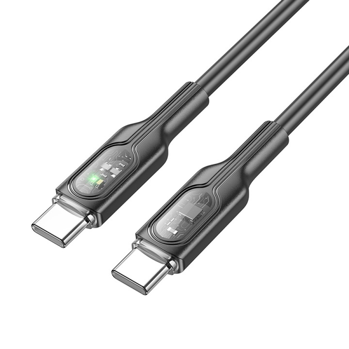 Cablu Date Si Incarcare USB-C - USB-C, HOCO U120, 60W, 1m, Negru