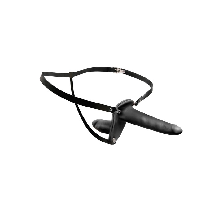 Strap-on Double Penetrix Pipedream, с вагинална запушалка, черен