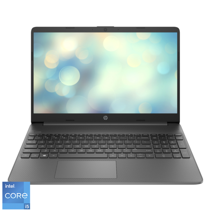 HP 15s-fq5444nh 15.6" FullHD laptop, Intel Core i5 1235U, 8GB, 512GB SSD, Intel Iris Xe Graphics, EFI Shell, Magyar billentyűzet, Szürke