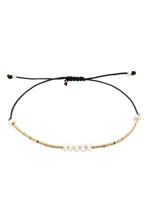 CORINA MARDARI, Bratara filata cu aur de 14K/20 si perle, Auriu, Negru, Alb