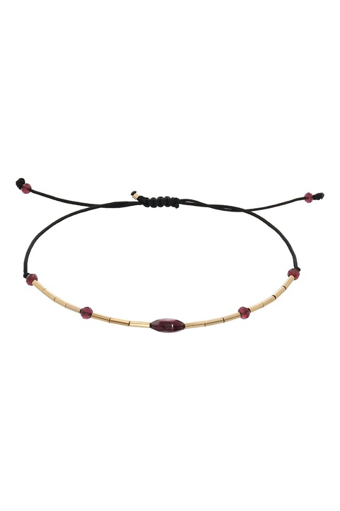 CORINA MARDARI, Bratara ajustabila decorata cu margele din granat, Auriu, Visiniu, Negru