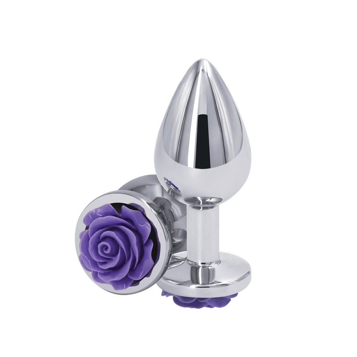 Jucarie anala ns novelties Rose Buttplug, Aluminiu usor, cromat, mov