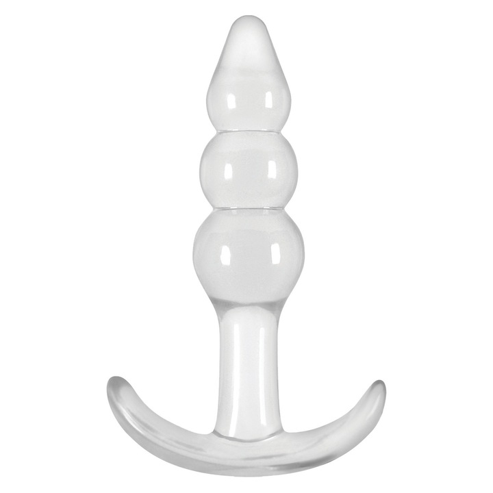 Jucarie anala ns novelties T-Plug Ripple, ergonomic, transparent