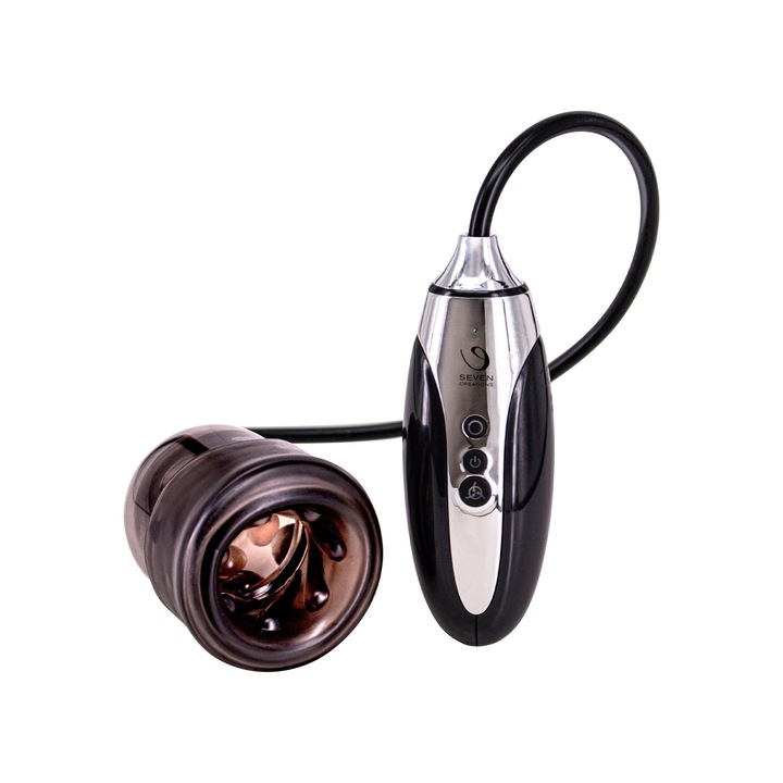 Секс помпа Seven Creations, 7 режима на вибрация, бутон за освобождаване на въздуха, презареждаема, черна