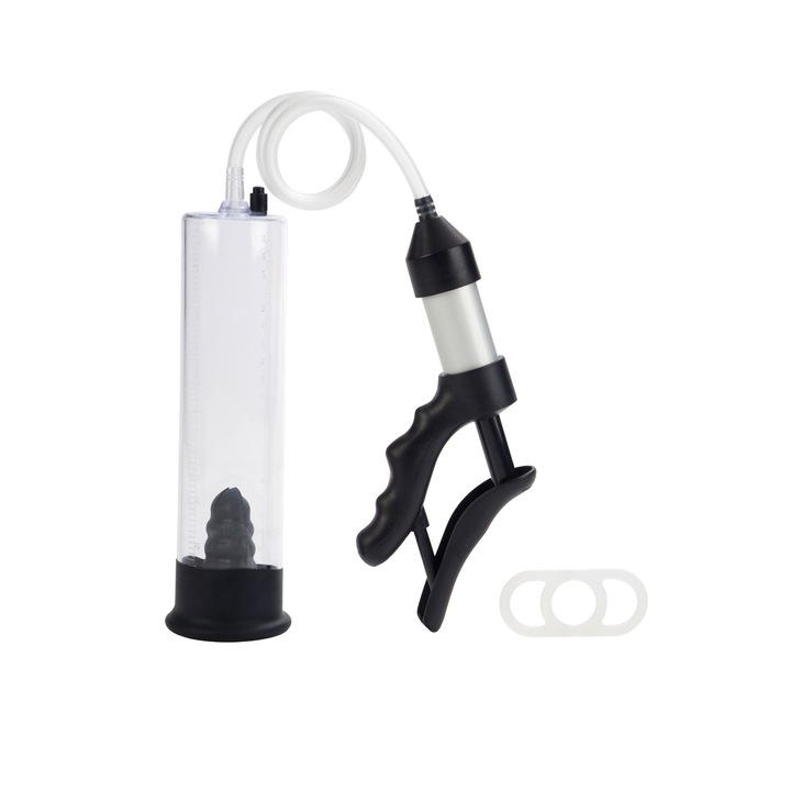 Секс помпа CalExotics Quick Draw, Мощен вакуум, Латексов ръкав, Черен, 9x2.1 инча