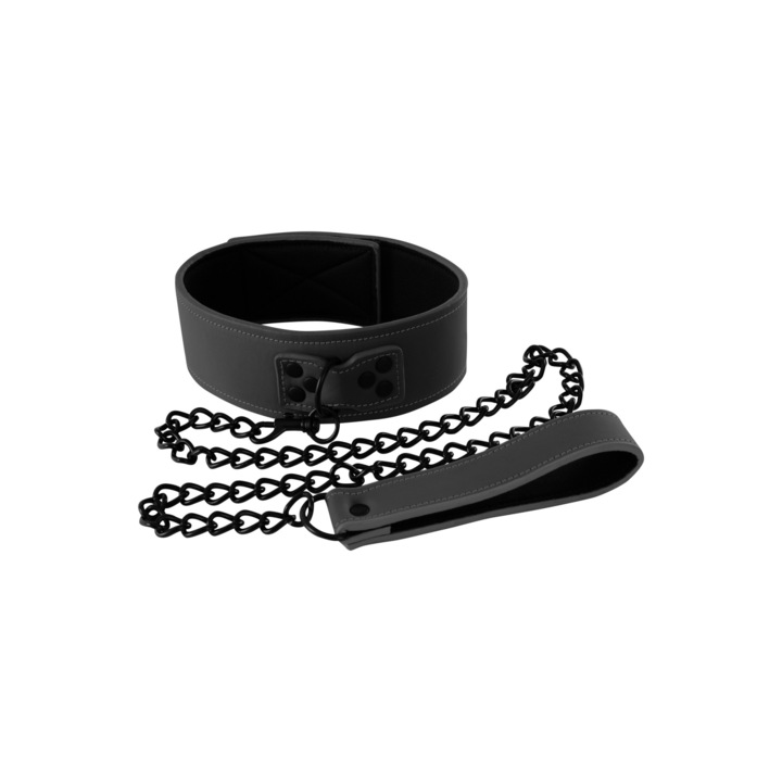 Zgarda bondage ns novelties, design masculin, vinil durabil, negru
