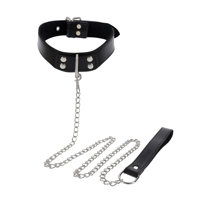 Set zgarda cu lesa BDSM Taboom, Catifea, Negru