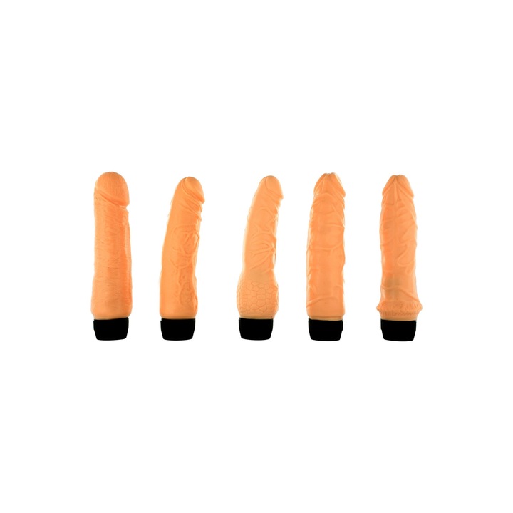 Вибратор с реалистична глава, Seven Creations, The Magnificent 5, multispeed, комплект от 5 части