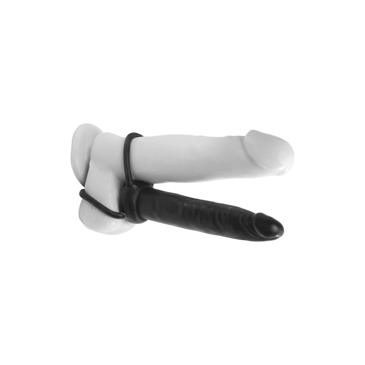 Pipedream Double Trouble dupla dildó, fekete/fehér, 13,4 cm