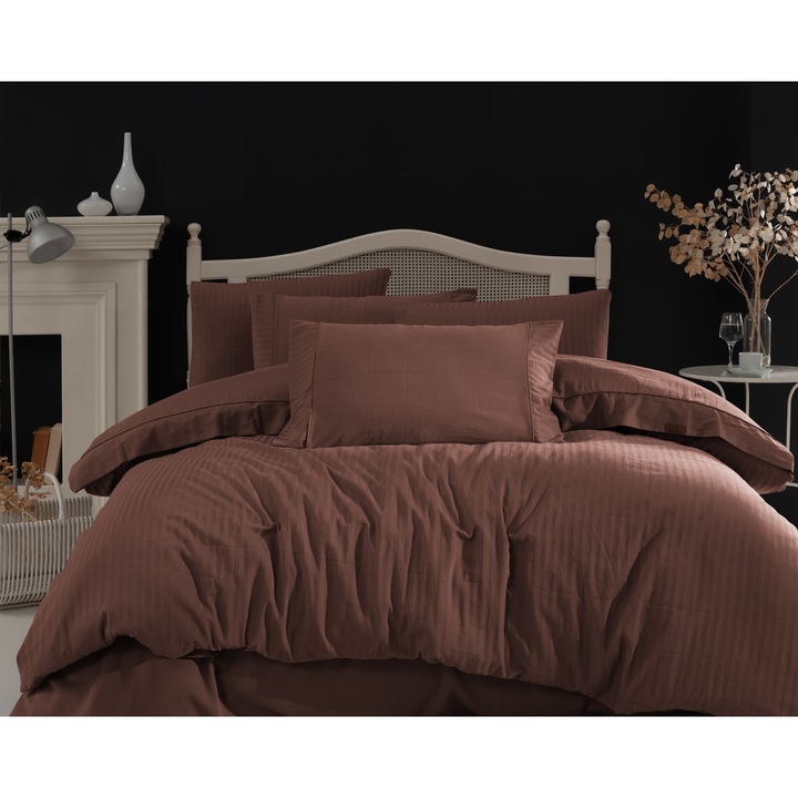 Памучен сатен Majoli Bahar Home Collection Двойно спално бельо 100% 210TC 2 души 6 части Opia Charm