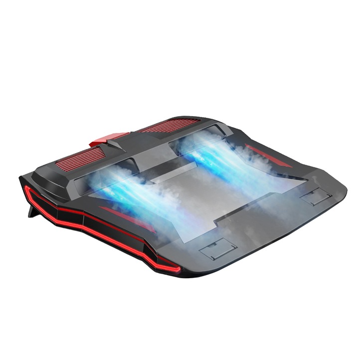 Suport de racire pentru laptop, 15.6 inch, reglaj 2 viteze, turbo dublu, cu LED, negru
