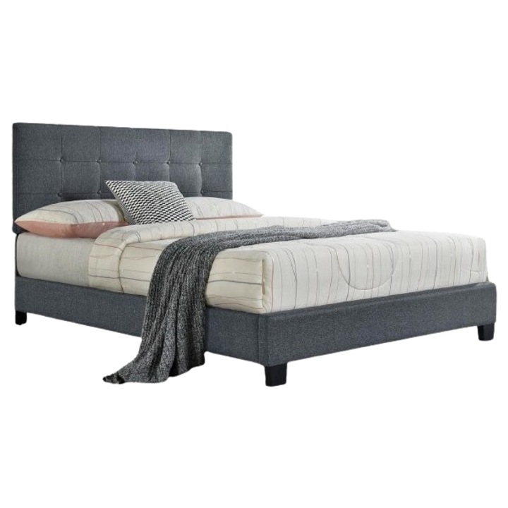 Pat tapitat de o persoana Modern 90x200cm, suport saltea inclus, culoare Gri