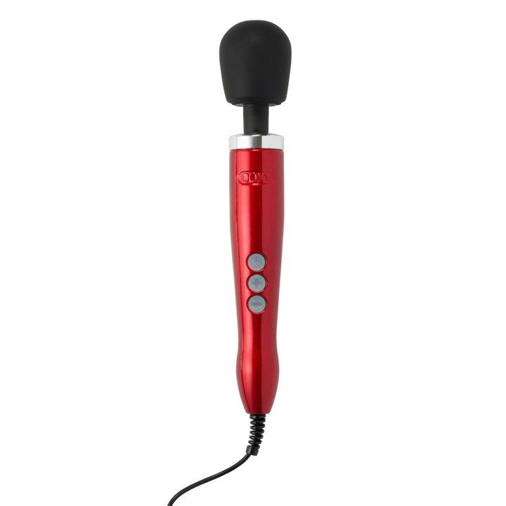 Aparat stimulare intima, Doxy, Die Cast, aliaj/silicon, intensitate reglabila, rosu, 6cm