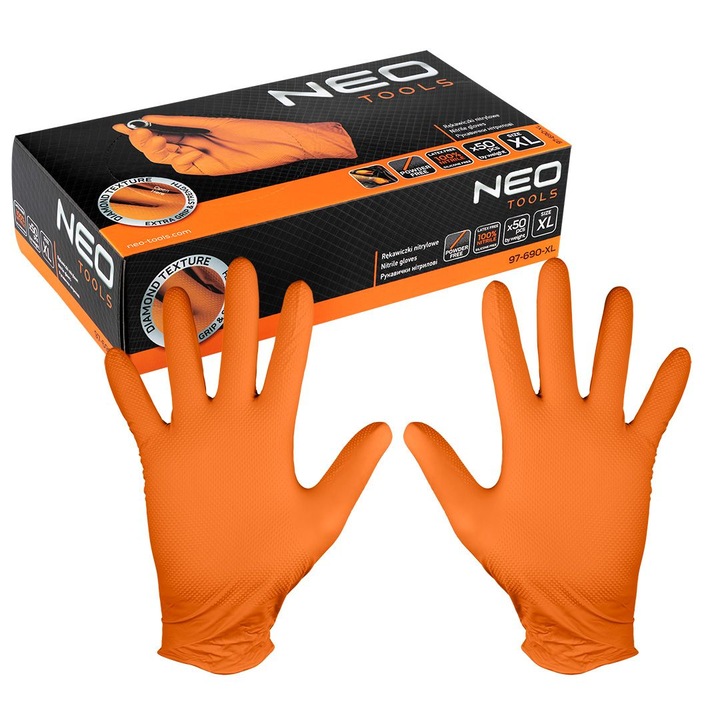 Ръкавици за механици NEO Tools, XL, текстурирани, супер устойчиви, 50 бр./кутия