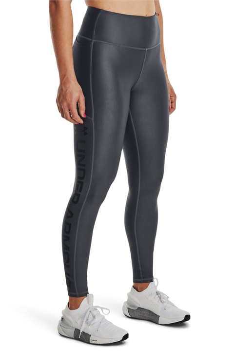 Under Armour, Фитнес клин HeatGear® с висока талия, Антрацитно сиво