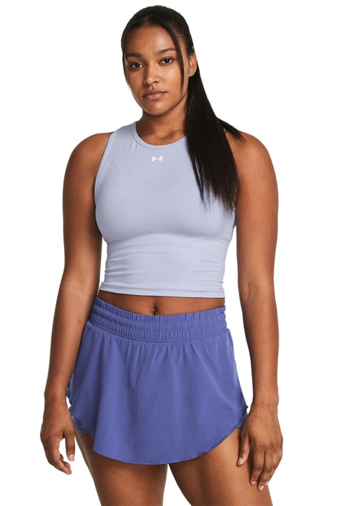 Under Armour, Top crop fara cusaturi pentru antrenament Train, Alb murdar
