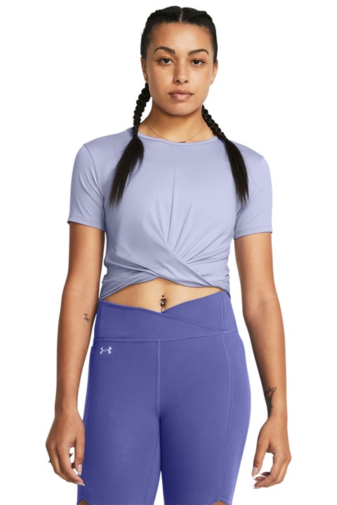 Under Armour, Tricou crop pentru fitness Motion Crossover, Lila pal