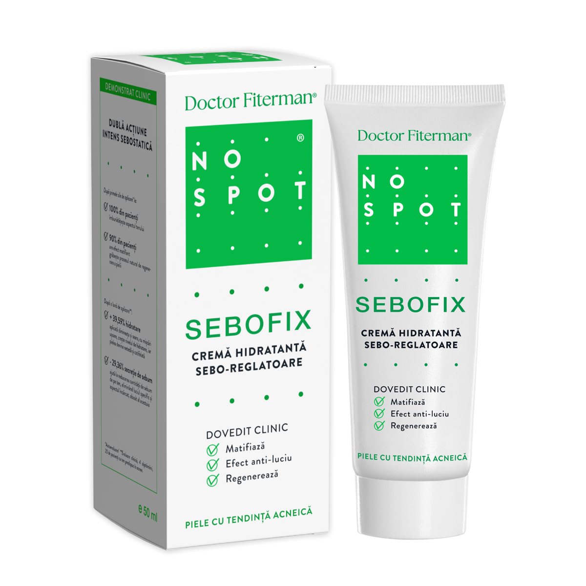 Crema hidratanta seboreglatoare No Spot Sebofix, 50 ml, Doctor Fiterman