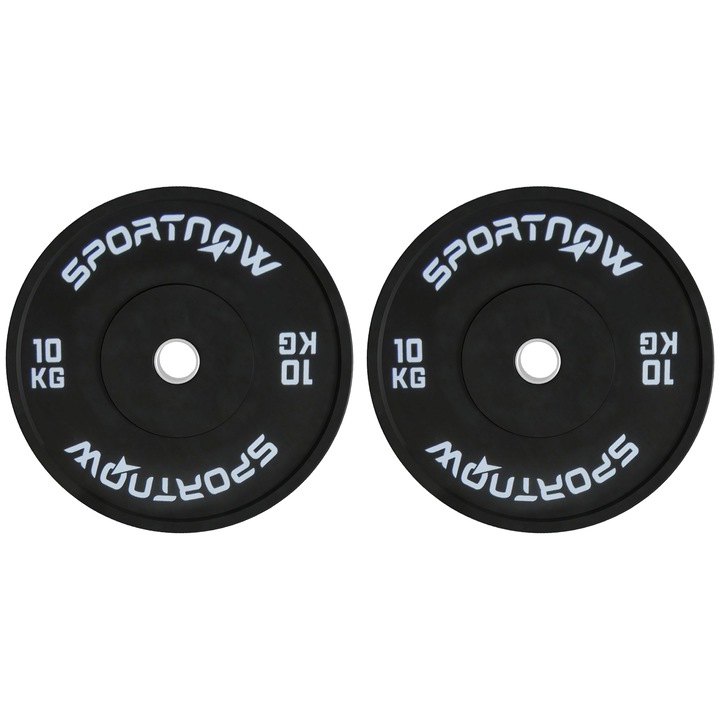 Set 2 discuri greutate SPORTNOW, cauciuc, negru, 10kg, 45x4cm