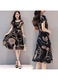 Rochie de vara, maneci scurte in linie A cu lungime medie, negru, 3XL