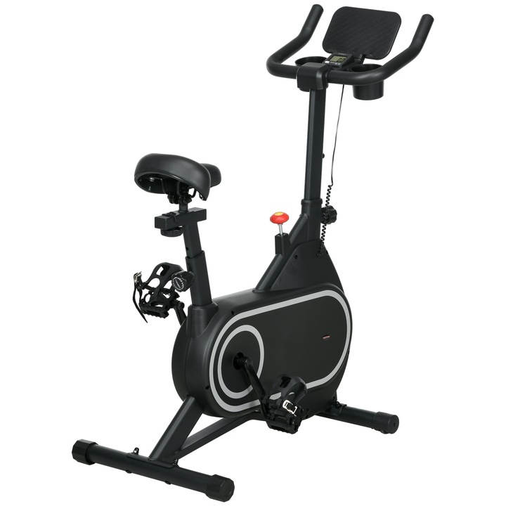 Фитнес велосипед SPORTNOW, съпротивление 8 нива, регулируем, черен, 93x48.5x102-112см
