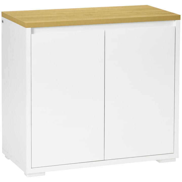 Comoda Homcom, PAL, 2 usi, raft reglabil, alb si maro, 80x37x75cm
