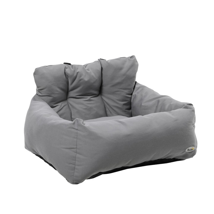 Scaun auto pentru caini PawHut, bumbac, gri inchis, 50x54x33cm