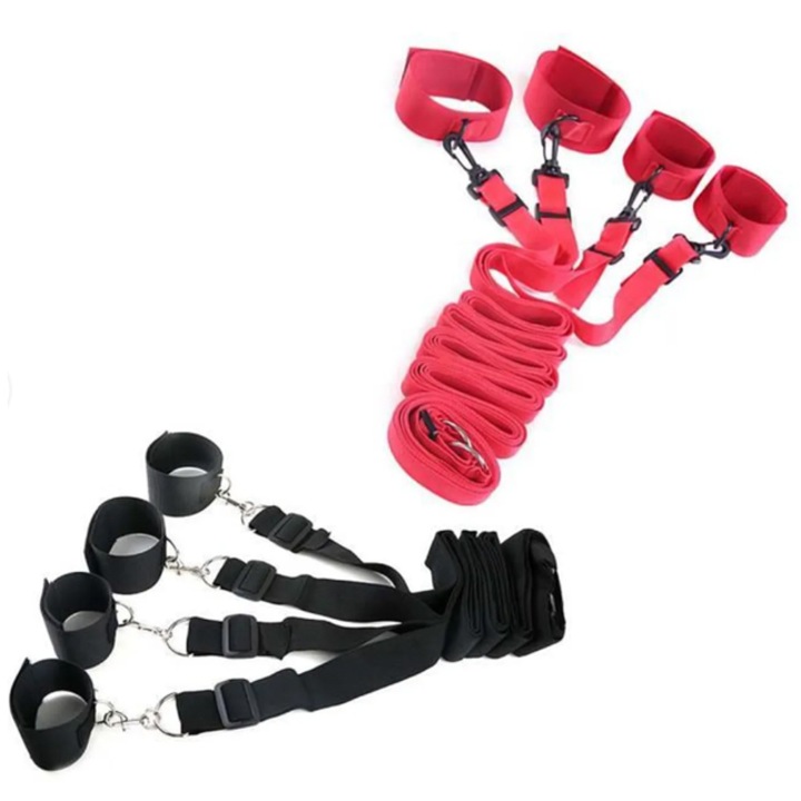 Бондидж комплект Notekisskai, Колани и белезници, Регулируем, Черен/Червен