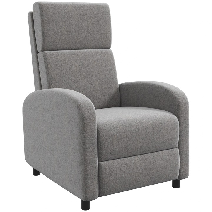 Fotoliu recliner Homcom, unghi 160°, poliester, gri, 64x86x102cm