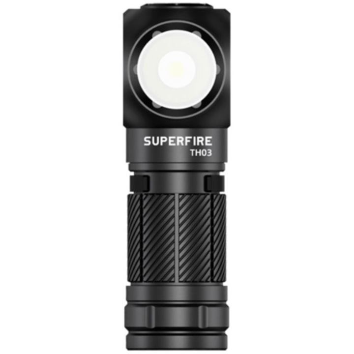 Мултифункционален фенер LED Superfire TH03, USB, 5W, 460 lm, 104m, 700 mAh батерия, USB-C зареждане, Каишка за глава, Магнитна приставка