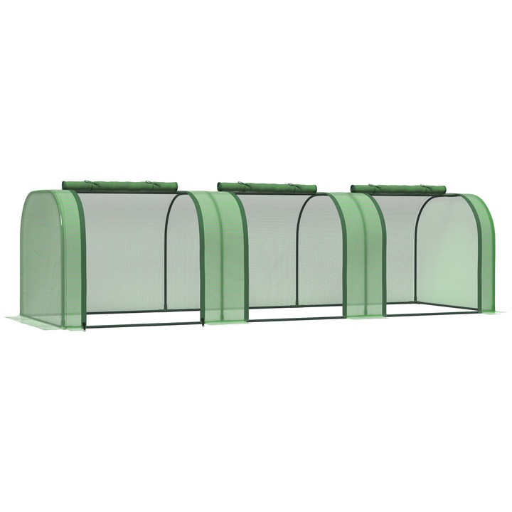 Sera de gradina tunel Outsunny, structura de otel, copertura PE, 295x100x80cm, Verde