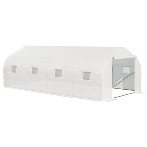 Sera de gradina Outsunny, 8 ferestre, usa cu fermoar, 5.95x3x2m, alb
