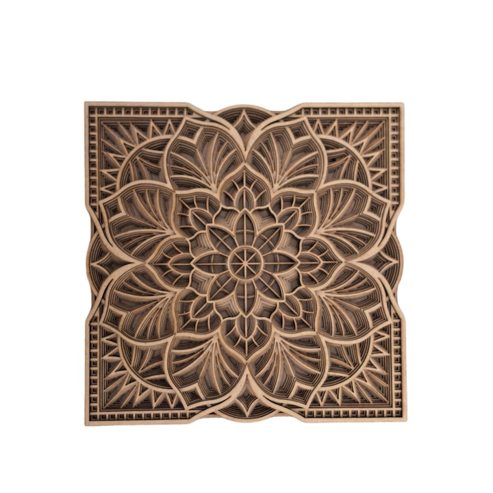 Tablou Mandala, Multistrat, Florala, 20x20cm, 8 straturi