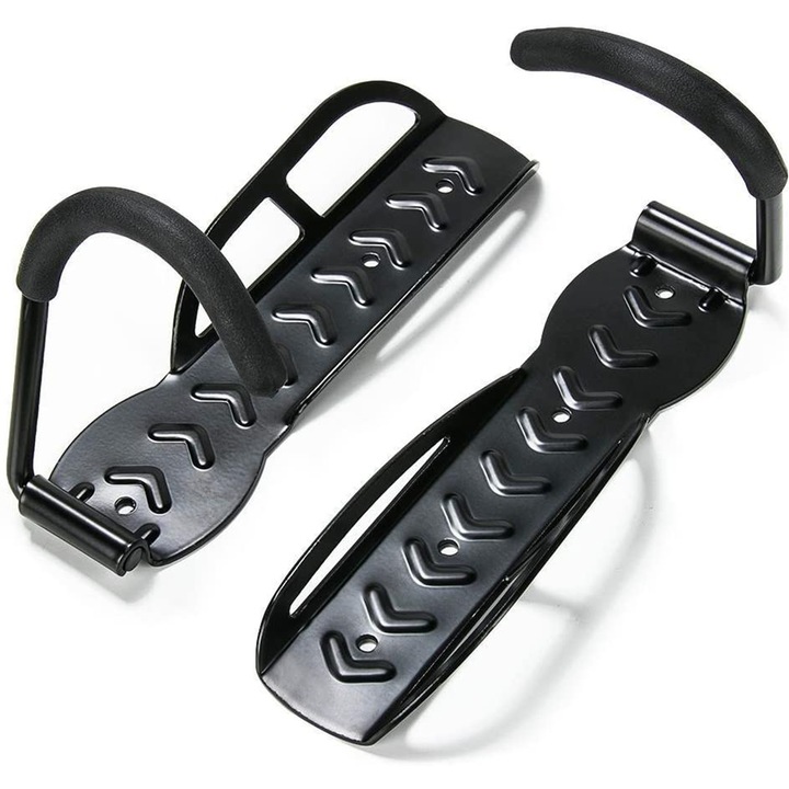 Set 2 suporturi bicicleta, QttvbTna, Otel, Accesorii montare, Negru