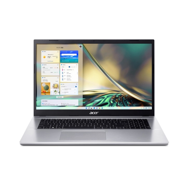Лаптоп Acer Aspire 3 A317-54-76E1, NX.K9YEX.00P.32GB.1TBSSD, Windows 11 Pro, 17.3", Intel Core i7-1255U (10-ядрен), Intel Iris Xe Graphics, 32 GB 3200 MHz DDR4, Сребрист