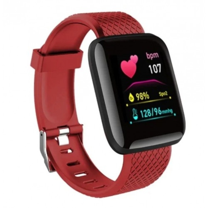 Bratara fitness, Planet Tech, 1,3 inchi, Impermeabil, Rosu