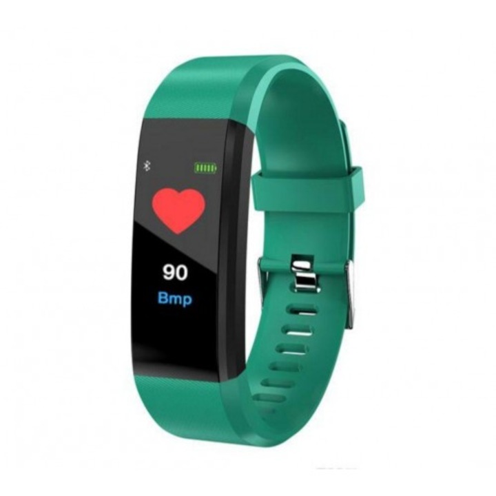 Смарт фитнес гривна Planet Tech ID115 Plus Fitness, "0.96" OLED, Пулс, Крачкомер, Водоустойчив IP65, Известия, Зелен