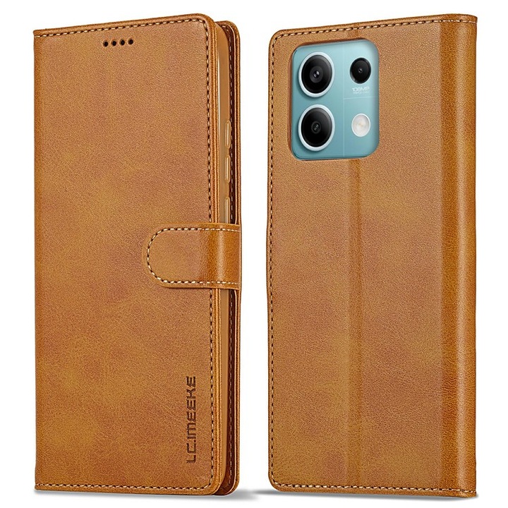 Кожен Калъф LC.IMEEKE за Xiaomi Redmi Note 13R Pro 5G, Светлокафяв