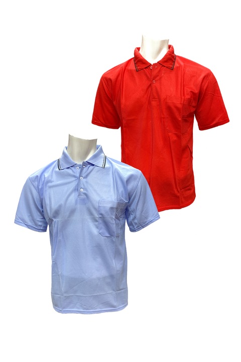 Комплект мъжки тениски с поло яка JUP 25031-2, 2 броя, Памук, S, Червен/Светлосин