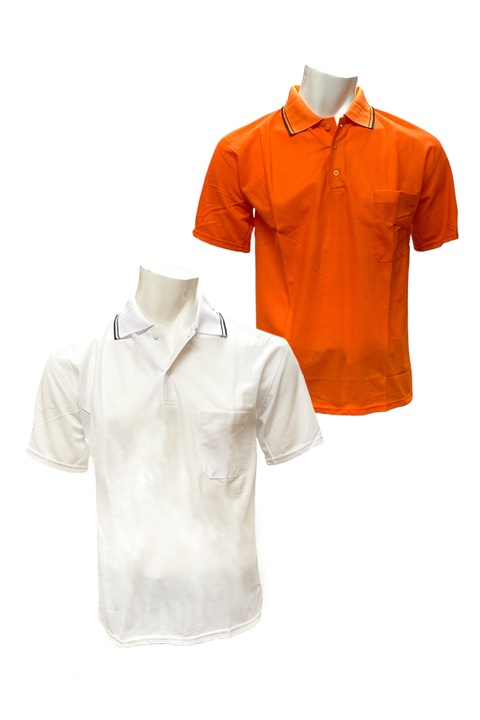 Комплект мъжки тениски с поло яка JUP 25031-2, 2 броя, Памук, S, Бял/Оранжев