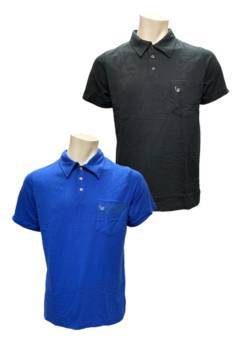 Комплект мъжки тениски с поло яка JUP 25031-2, 2 броя, Памук, S, Черен/Син
